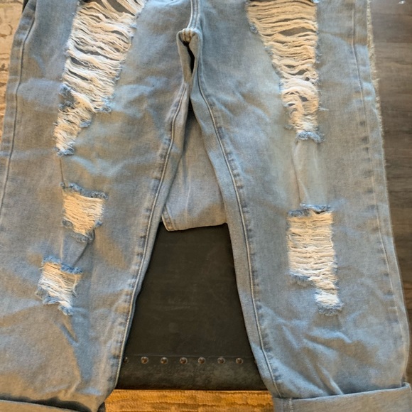 Distressed denim overalls! - Picture 2 of 4